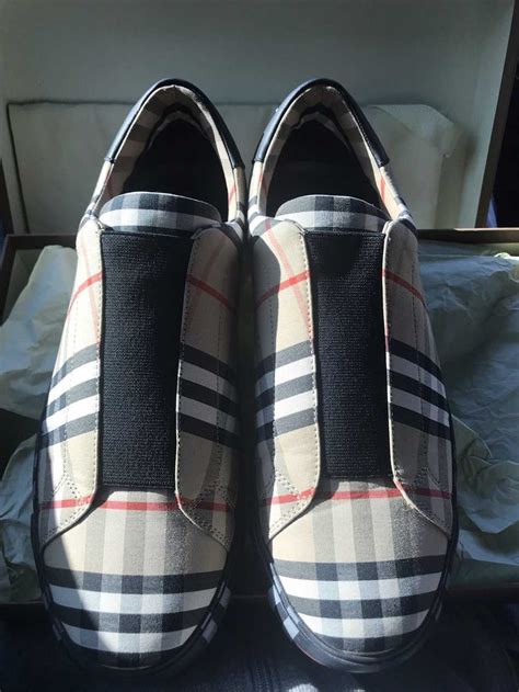 burberry slip on shoes black leather|authentic Burberry sneakers.